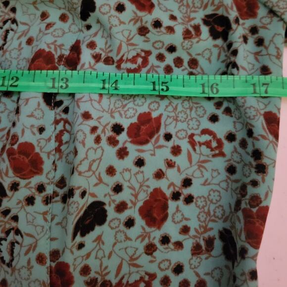 Free People Floral Ruffle Button Up Long Balloon Sleeve Peasant Poet Blouse - S - Picture 5 of 8